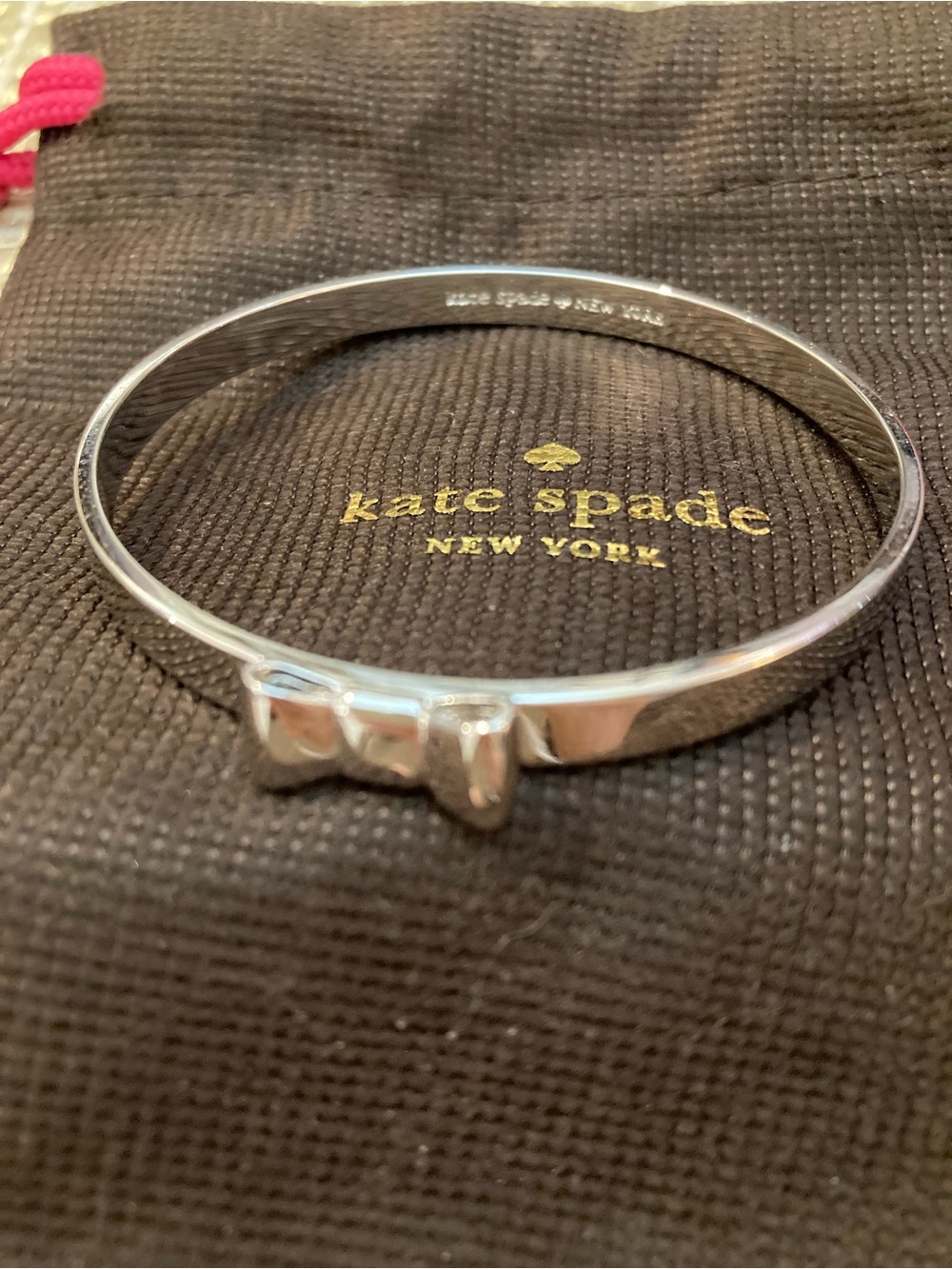 kate spade silver-tone bow bangle bracelet